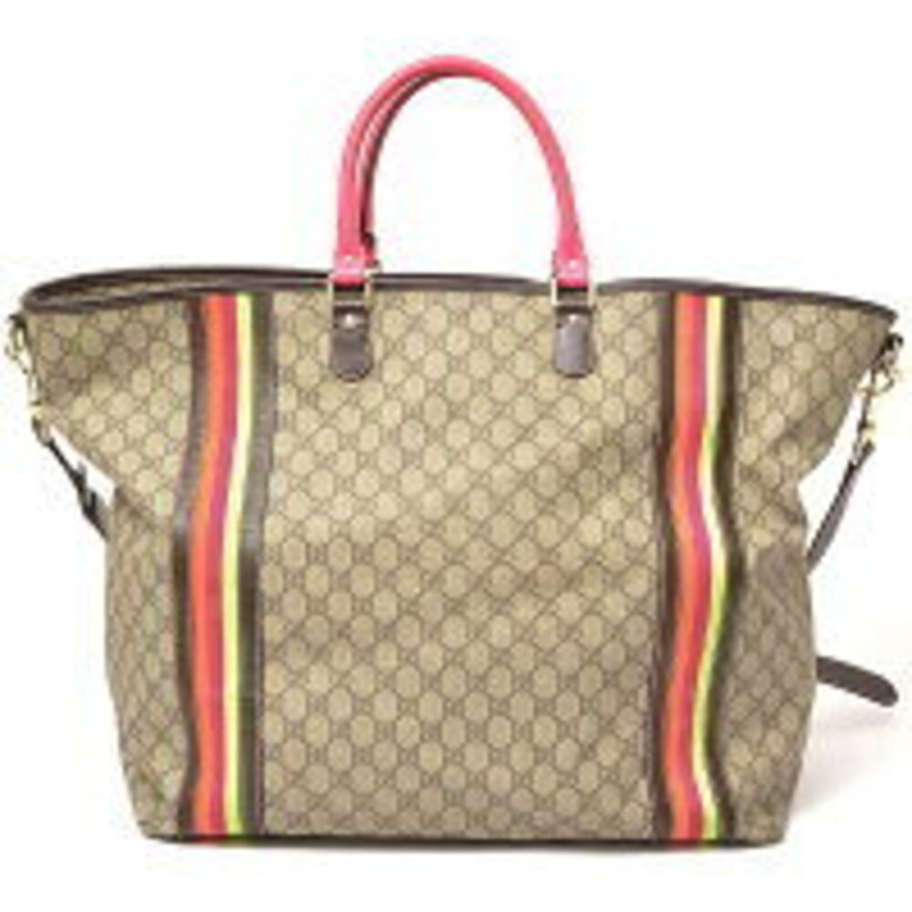 Gucci Weekender leather Monogram Neon bag pink GG trim Tote Rainbow